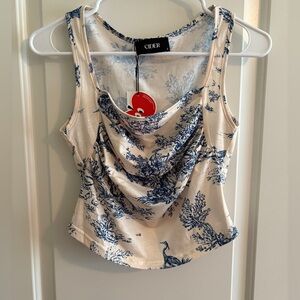 Cider Blue & Cream Women's Top. Size Small.